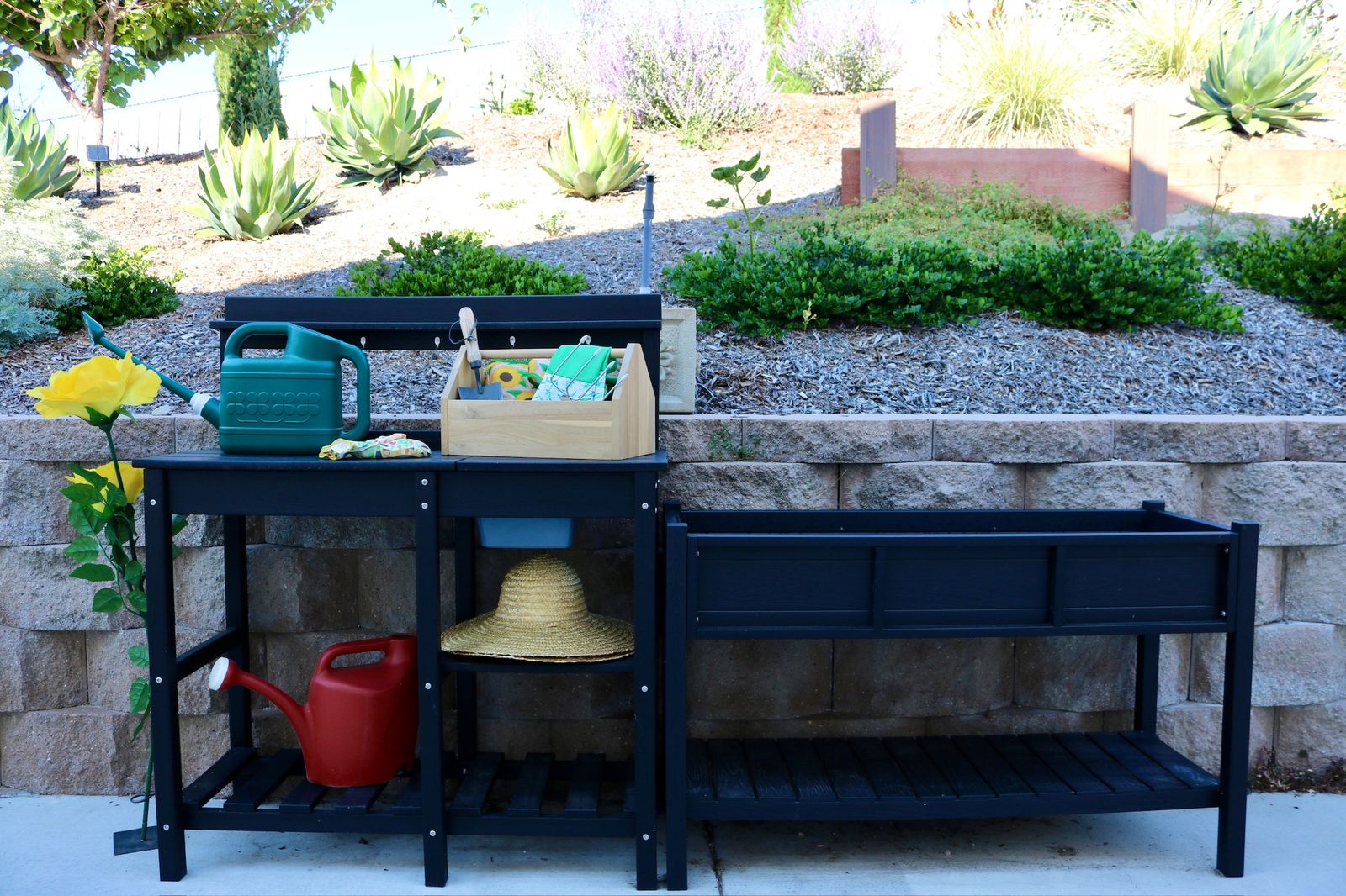 Raised-bed gardening area for residents