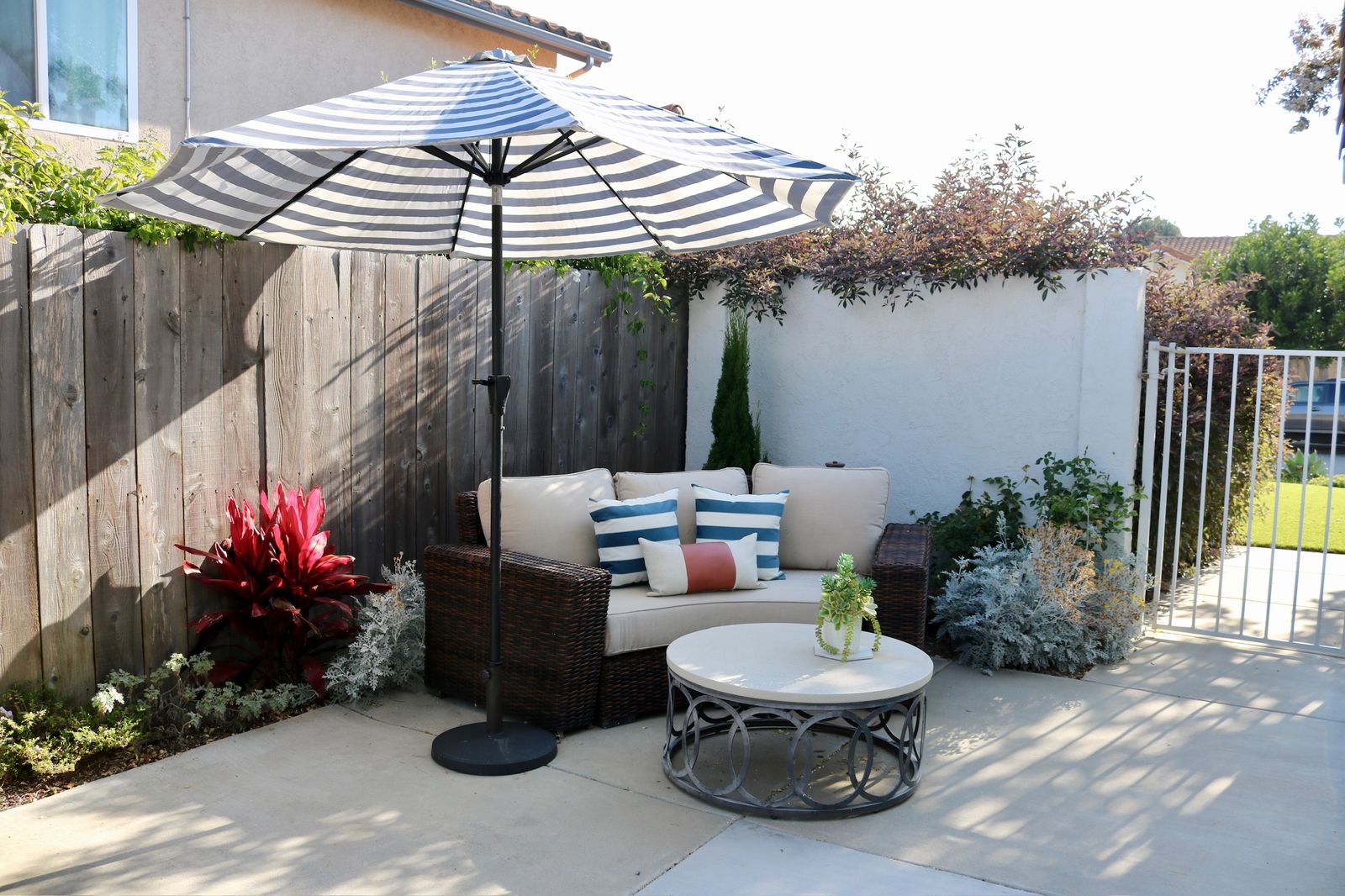 Side patio with landscaping