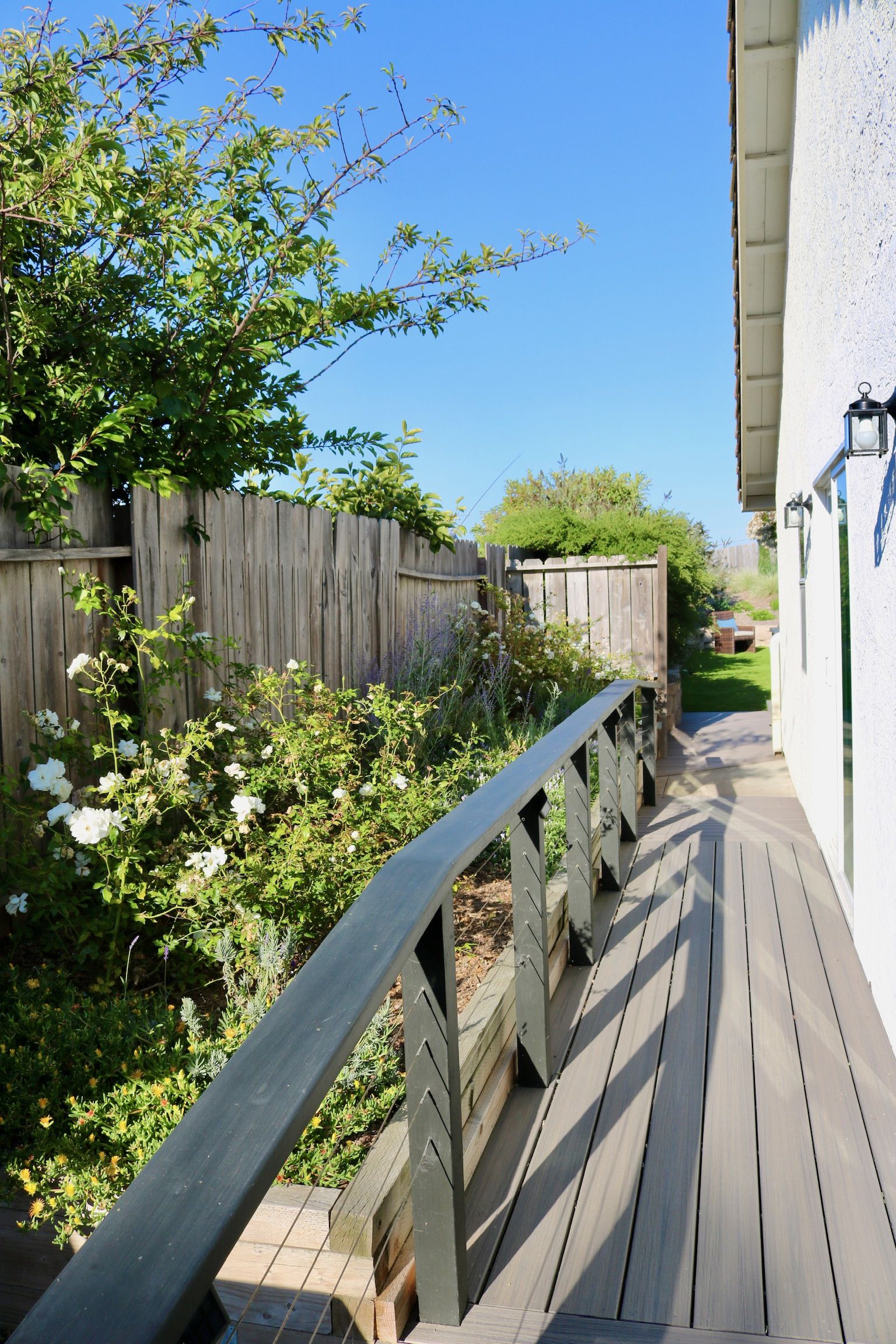 Garden walkway with sturdy safety rails